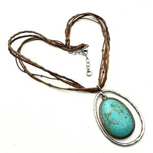 Silpada Pendant Howlite Necklace N1804 Leather Turquoise Sterling Silver